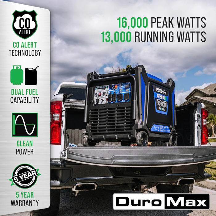 Duromax 16,000 Watt Dual Fuel Portable Inverter Generator w/ CO Alert | XP16000iH