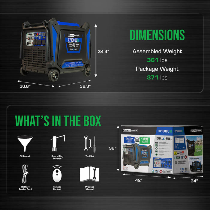 Duromax 16,000 Watt Dual Fuel Portable Inverter Generator w/ CO Alert | XP16000iH