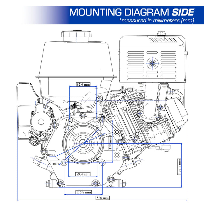 Duromax 500cc 1-Inch Shaft Recoil Start Gasoline Engine | XP20HP