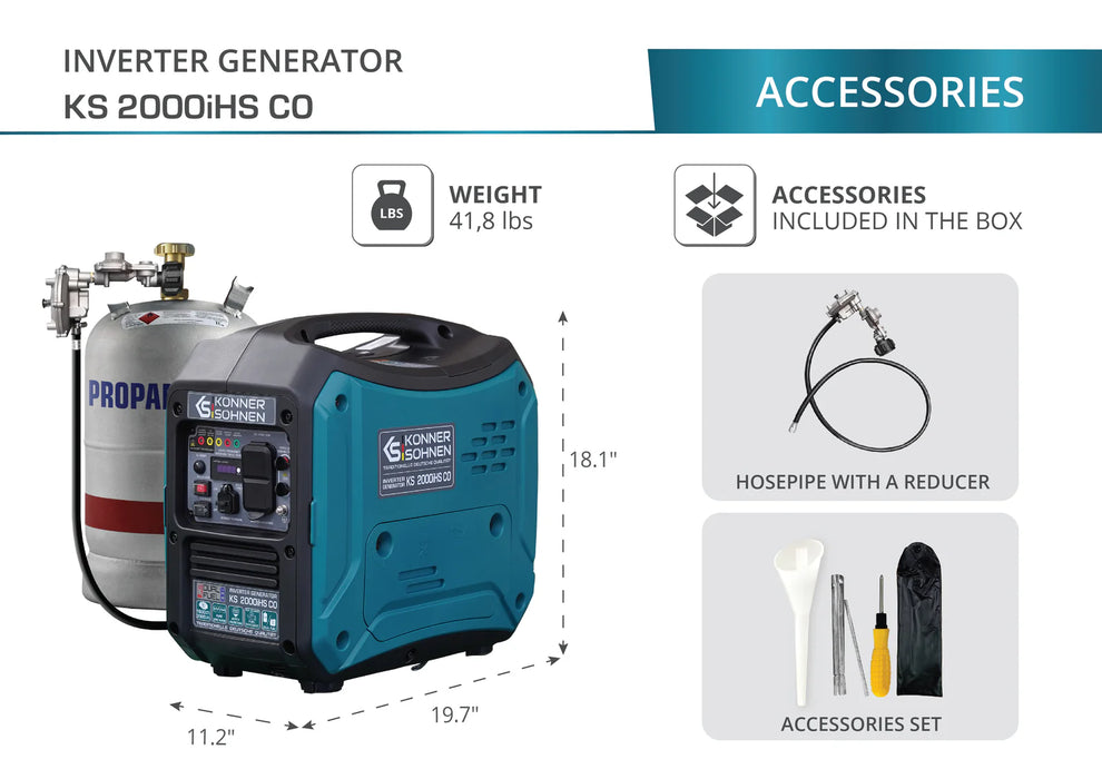 Konner Sohnen LPG/Gasoline inverter generator KS 2000iHS CO