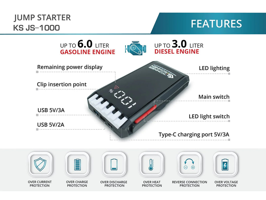 Konner Sohnen Jump starter KS JS-1000