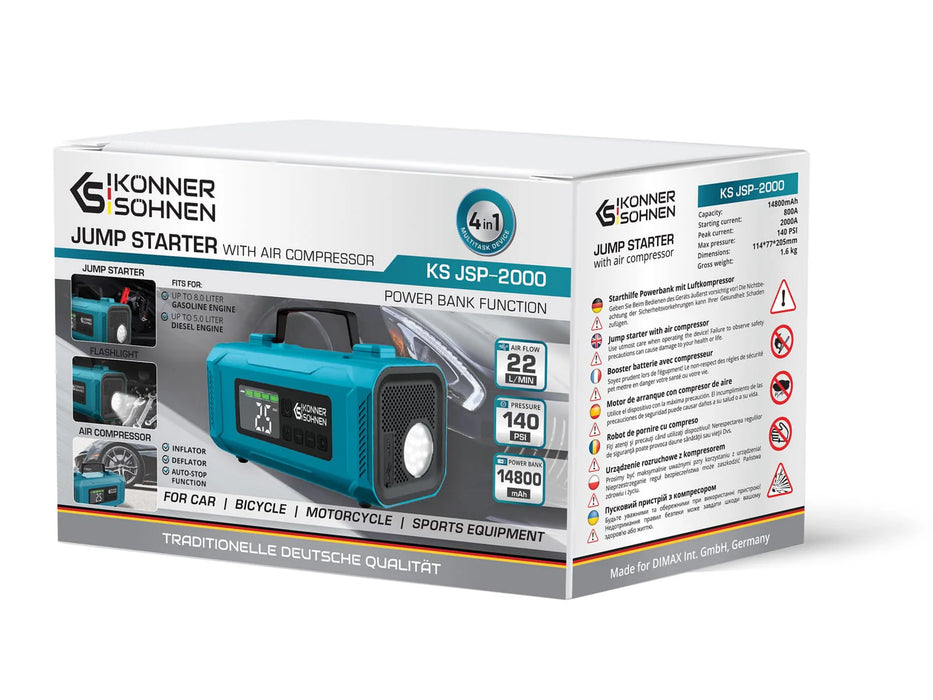 Konner Sohnen Jump starter with a battery-powered compressor KS JSP-2000