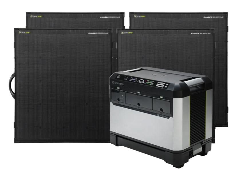 Goal Zero Yeti PRO 4000 Power Station + (4) Ranger 300 BC Solar Panels ...